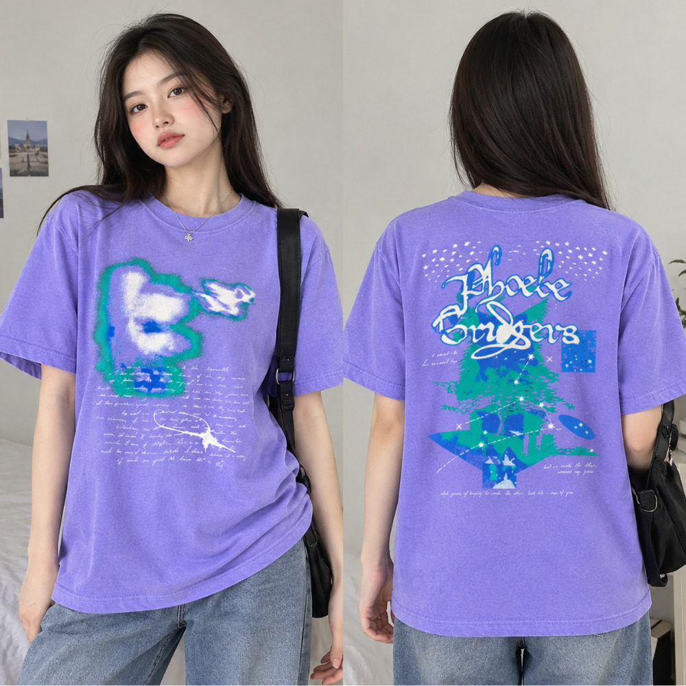 Phoebe Bridgers Indie Folk Music Tour Stars Vintage Purple T-Shirt